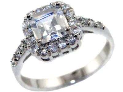 **IMPRESSIVE!! 3.05CTW PRINCESS CUT BRILLIANT accent HALO RING size 6